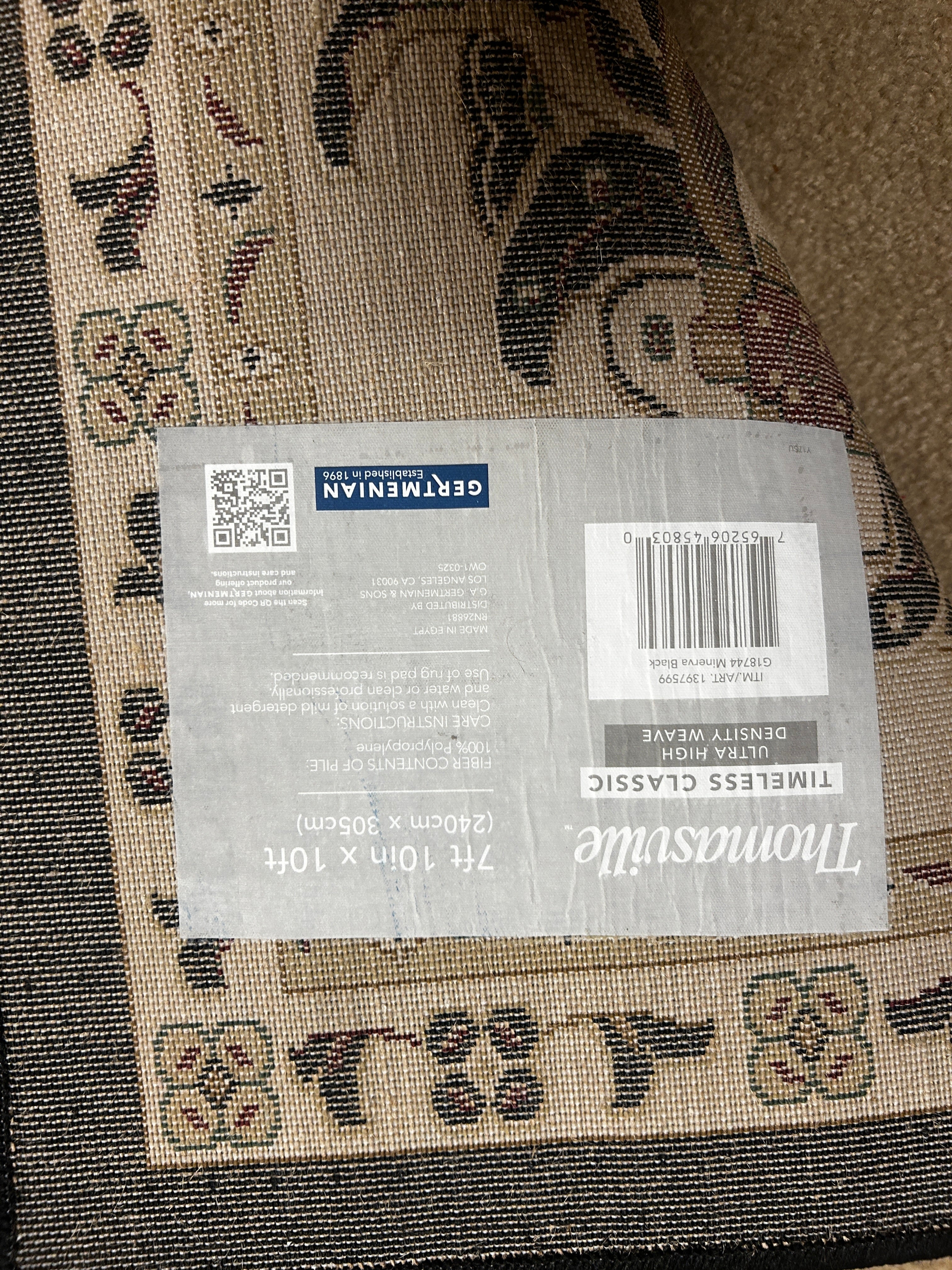 TV Timeless Classic Rug Black 8x10