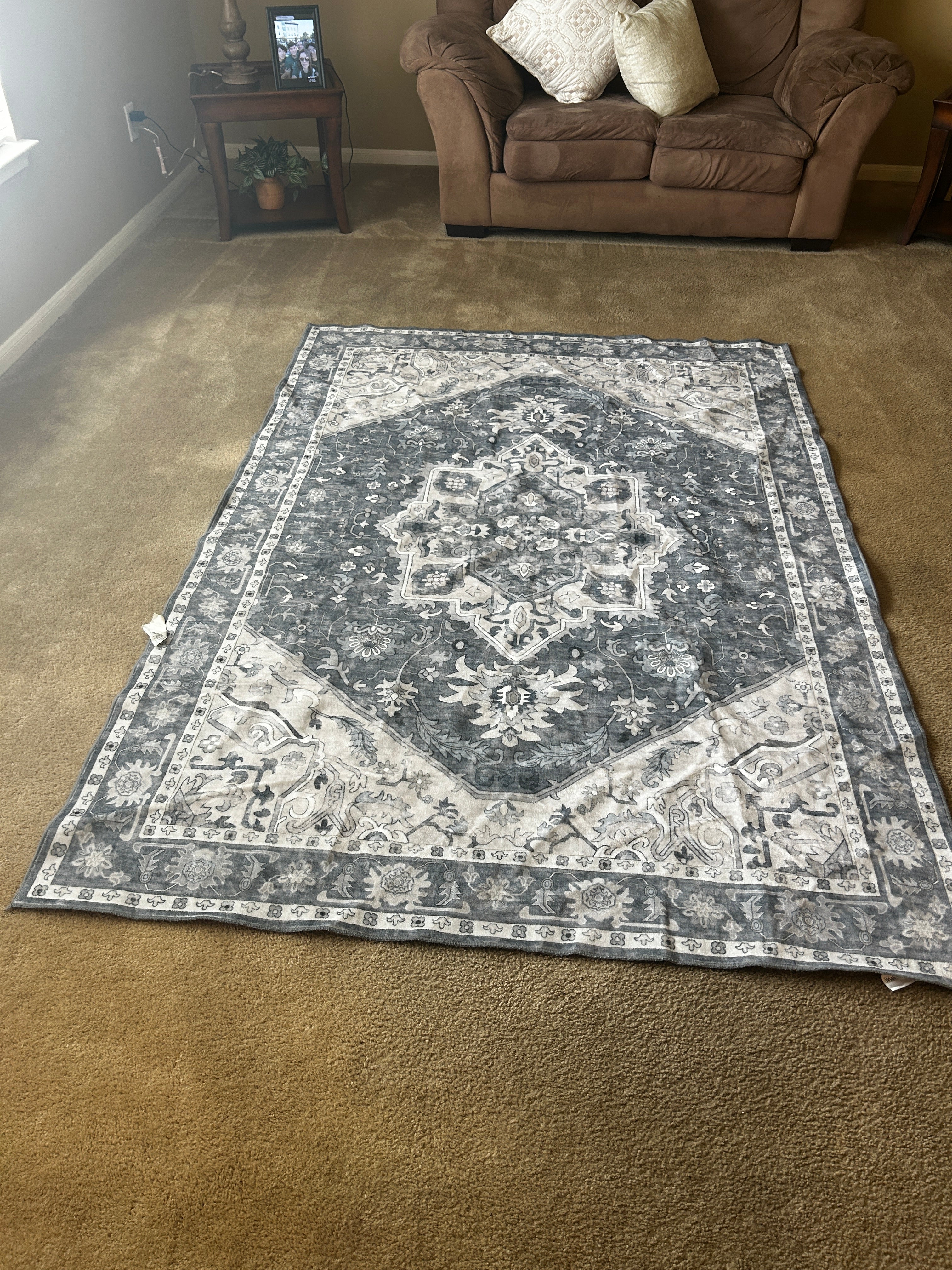 W And A Washable Rug Grey 5x7