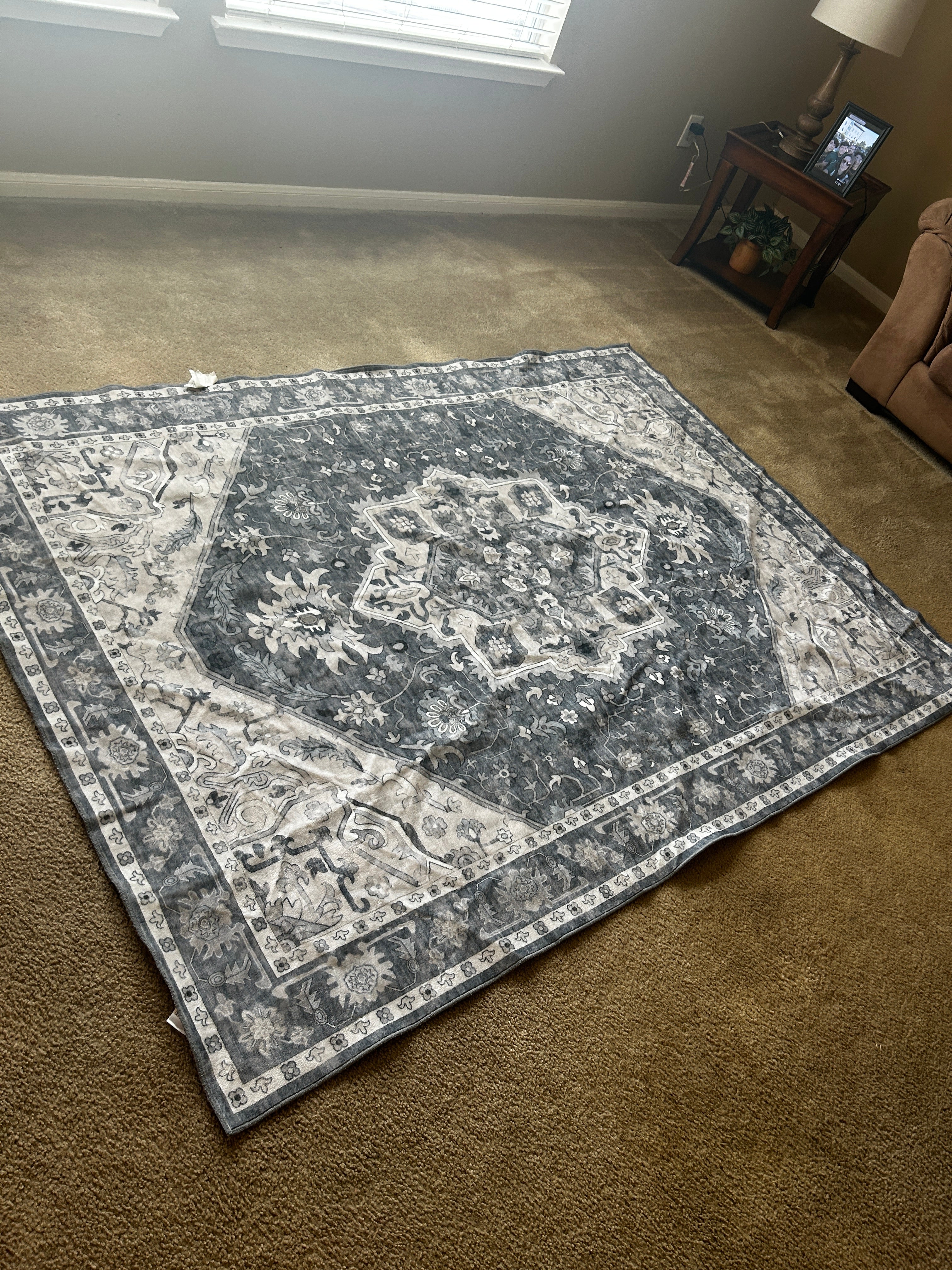 W And A Washable Rug Grey 5x7